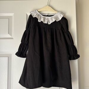 Black Girls' Ruffle Collar Casual Dress size 3-4